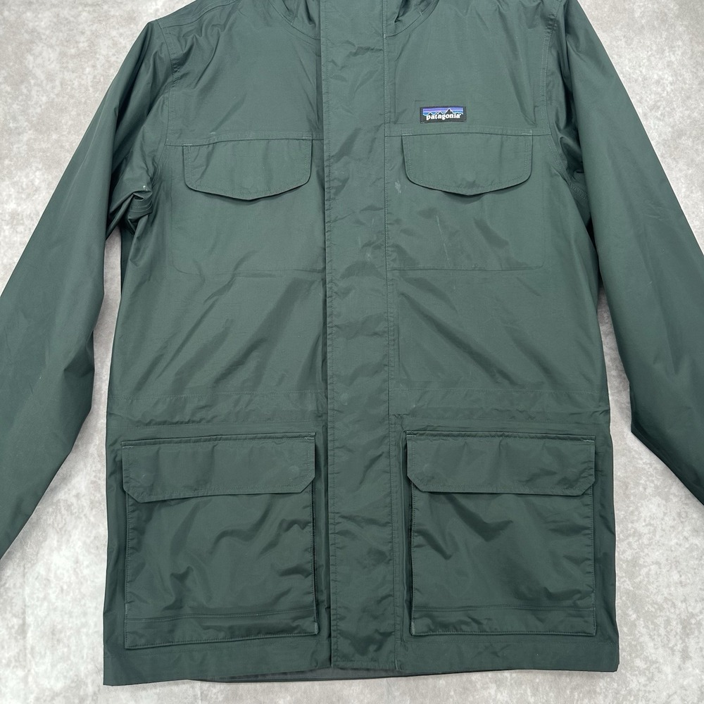Patagonia H2No Rain Jacket Mens M Green Hooded Waterproof Shell Full Zip Coat - Picture 3 of 15